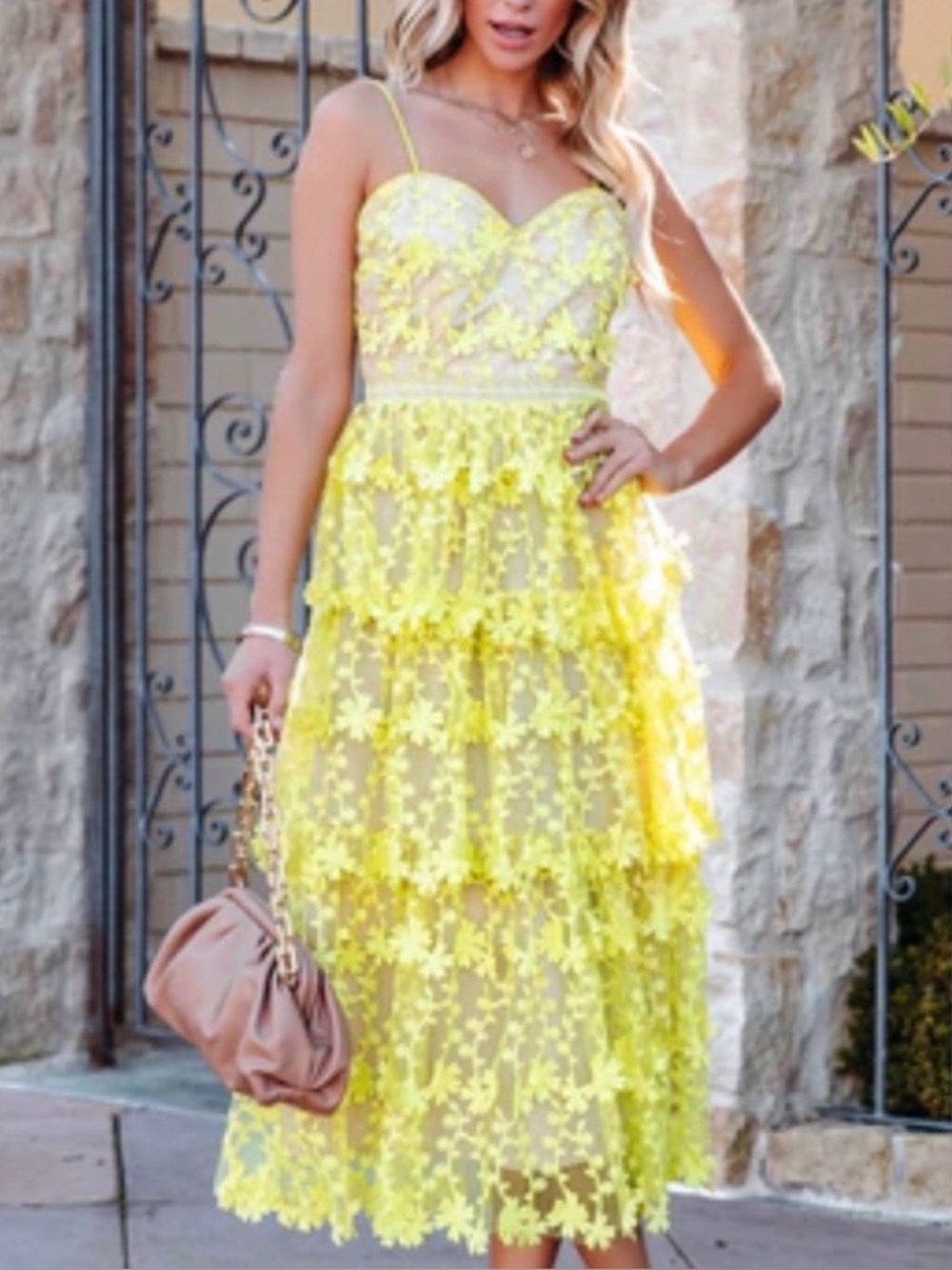 Endless Rose Lime Crochet Layered Midi Dress
